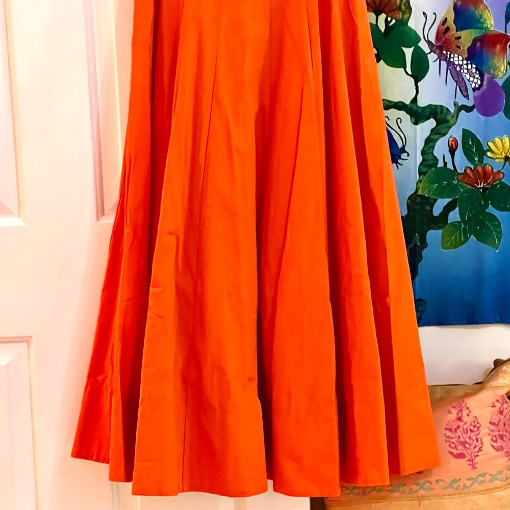 🌺🎉HP🎉🌺 NWT Staud Wells Midi Dress Tangerine - Picture 10 of 14